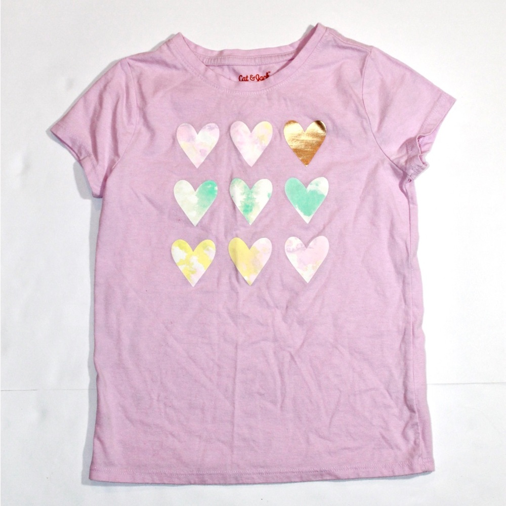 Cat & Jack Girls' Purple Heart Graphic Tee